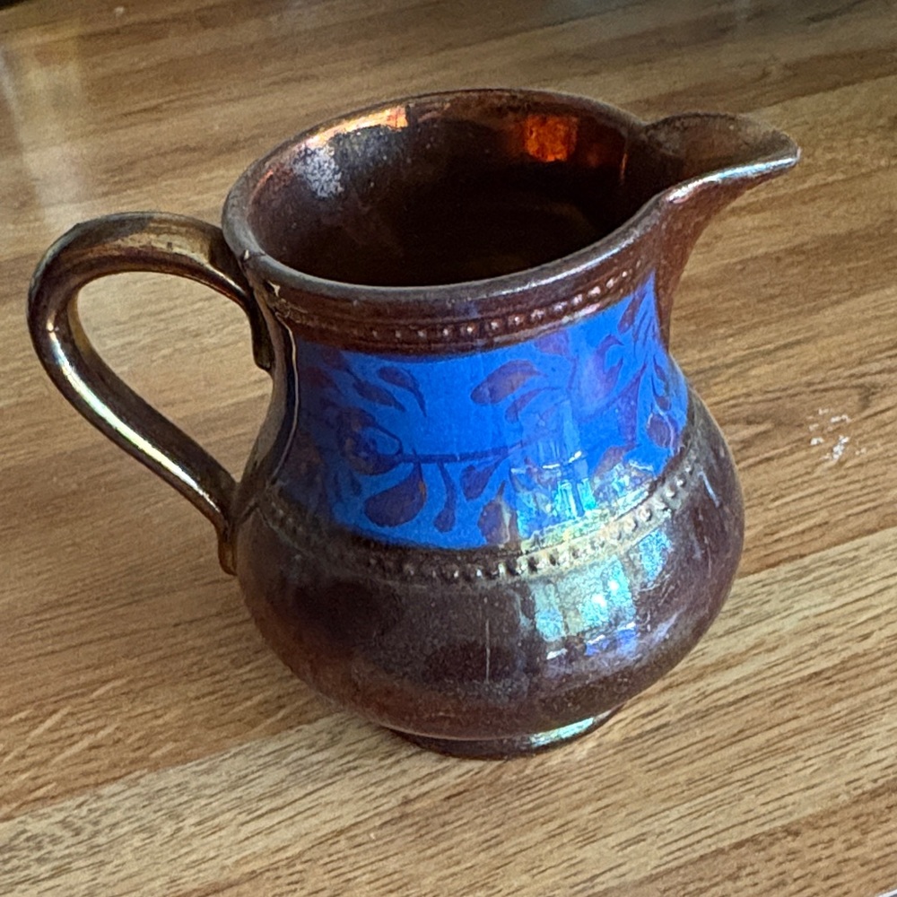 AntiqueBlue and Copper Creamer Pitcher